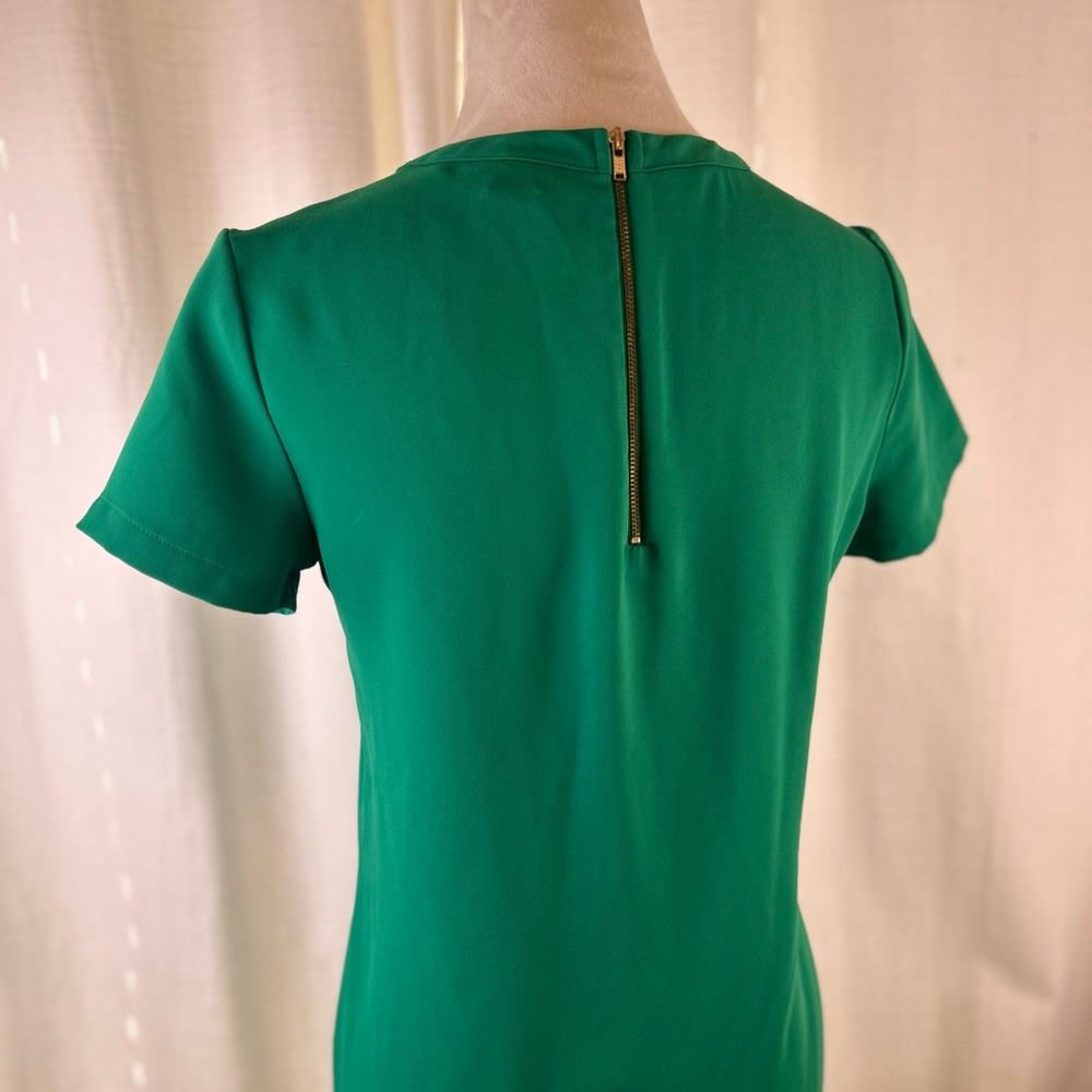Adrienne Vittadini Emerald Short Sleeve Midi Back Zip Up Dress ☘️ - Picture 3 of 9
